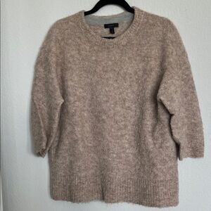 J. Crew Tan Alpaca 3/4 Sleeve Crewneck Sweater
